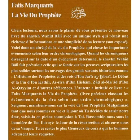 Faits marquants la vie du Prophète (PSL) Wahîd Abdu Salâm Bâlî