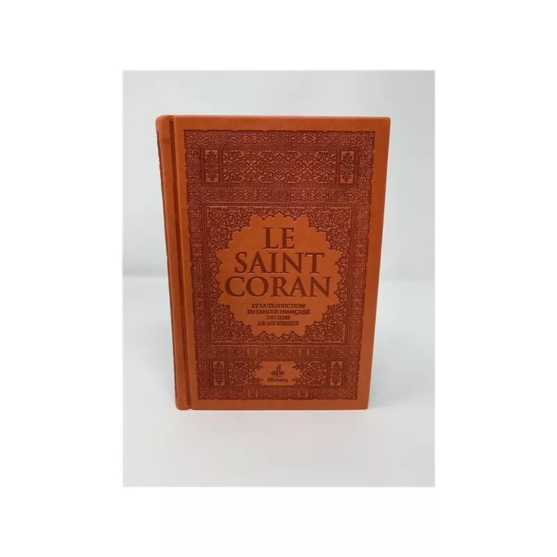 Saint Coran  avec pages Arc-en-ciel (Rainbow) - Bilingue (fr/ar) - Couverture Daim orange