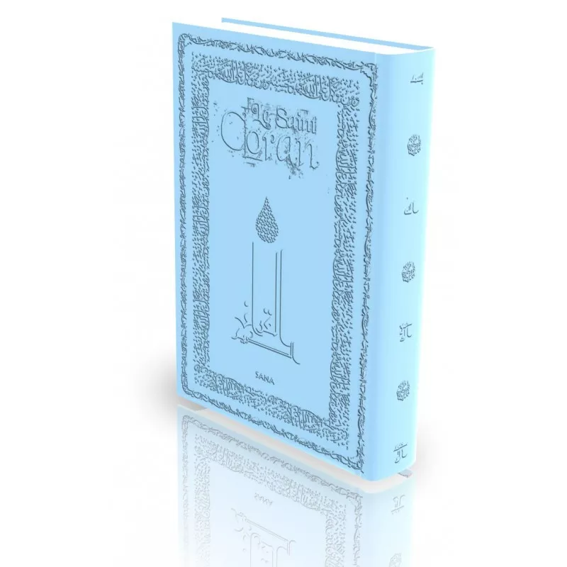 Le Coran - Traduit et annoté par Abdallah Penot - COUVERTURE DAIM CARTONNÉE - BORD ARGENTÉ - COLORIE BLEU CIEL